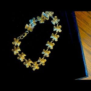 14 karat solid gold teddy bear bracelet
